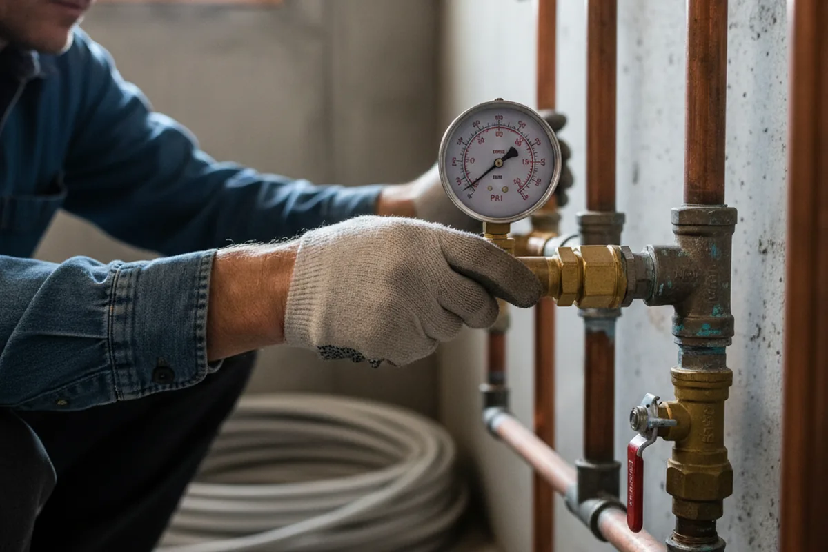 Pressure testing a repaired line during Water Line Repair in Magnolia Springs